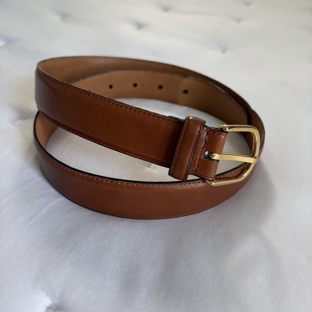 Liberty Of London Brown Camel Cowhide Leather Belt size 34, Flawed, classic
